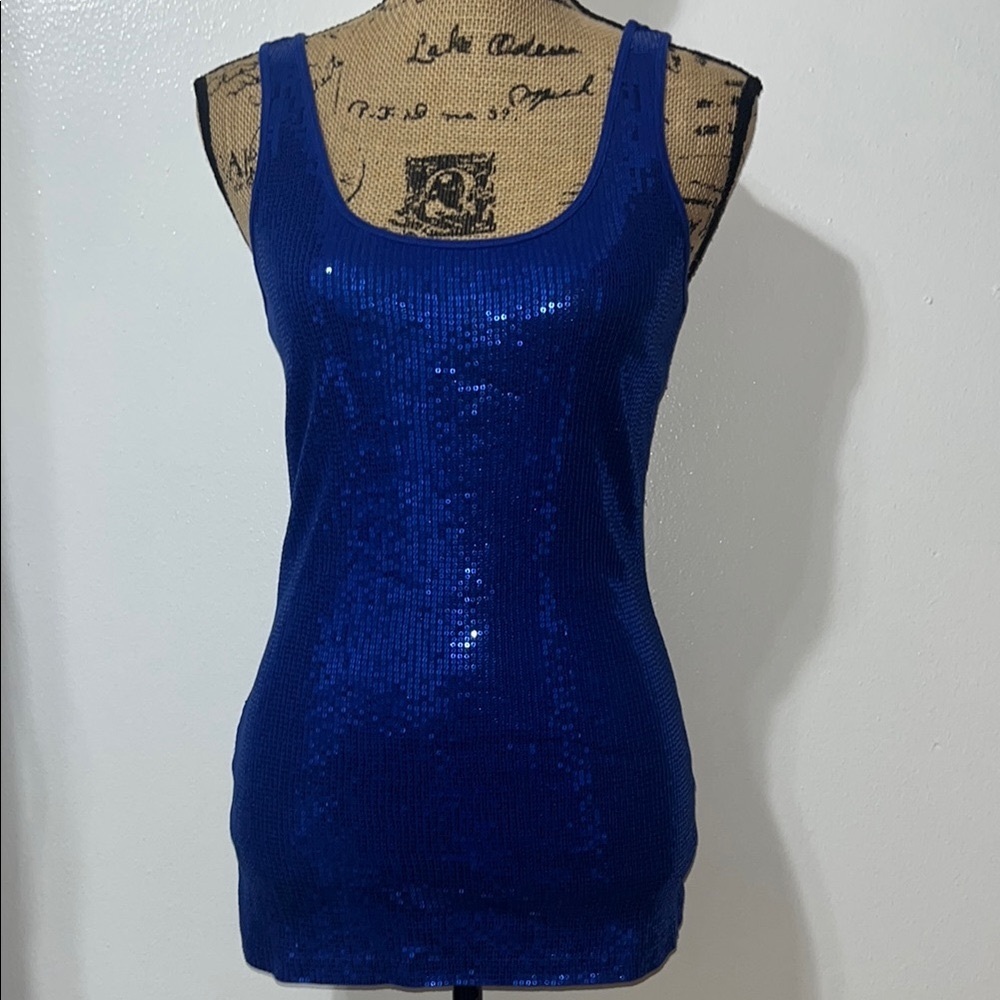 Express Royal Blue Sequin Tank Top